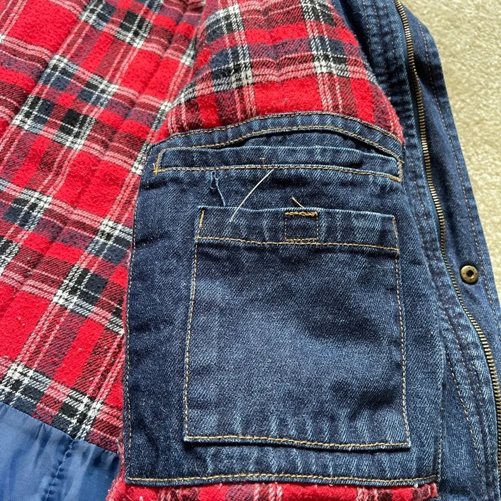 Wrangler Denim Sherpa Flannel Coat with Hood